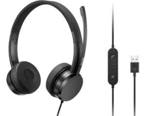 Lenovo USB-A Wired Stereo On-Ear Headset (with Control Box)