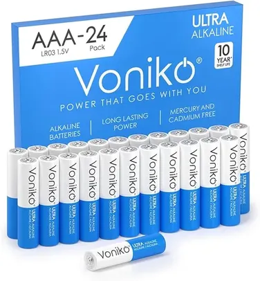 24-Pack Voniko Premium Grade AAA Alkaline Batteries