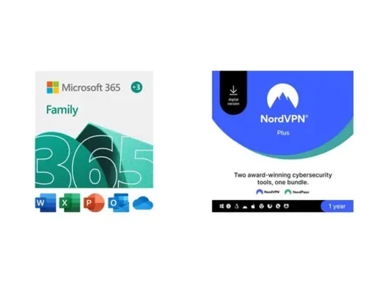 15-Month Microsoft 365 Family (6-Users) + 1-Year NordVPN Plus Bundle (10 Devices)