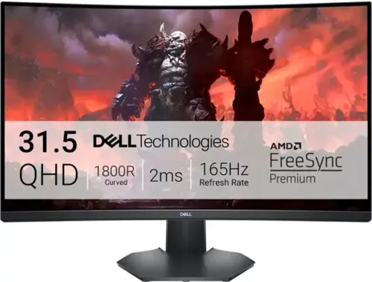 32" Dell S3222DGM QHD 165Hz 1ms VA FreeSync Curved Gaming Monitor