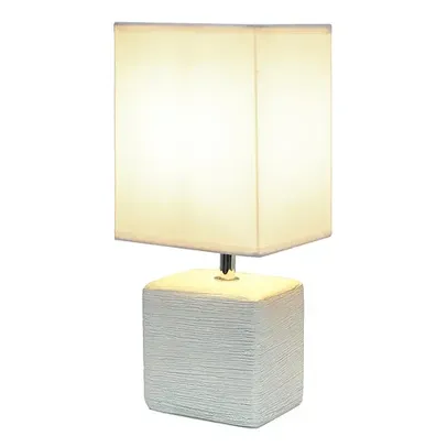 Simple Designs - Petite Faux Stone Table Lamp with Fabric Shade - Off White base/White shade