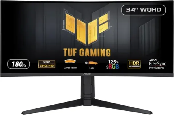 34" ASUS TUF VG34VQL3A 3440x1440 WQHD 180Hz 1ms Curved VA Monitor