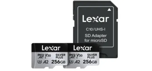 Lexar Memory: 2-Pack Lexar 256GB Silver Plus microSDXC Memory Card w/SD Adapter