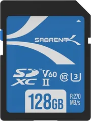 128GB SABRENT Rocket V60 SD UHS-II Memory Card (R 270MB/s, W 170MB/s)