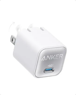 Anker 511 30W USB-C GaN PIQ 3.0 Foldable Charger (Black or White)