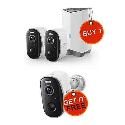 Baseus N1 2K Security Camera (2 Cameras and 1 Homestation ) + Bonus Camera with 16TB Expandable Local Storage No Monthly Fee