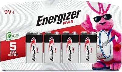 Energizer MAX 9V Batteries (4 Pack), 9 Volt Alkaline Batteries