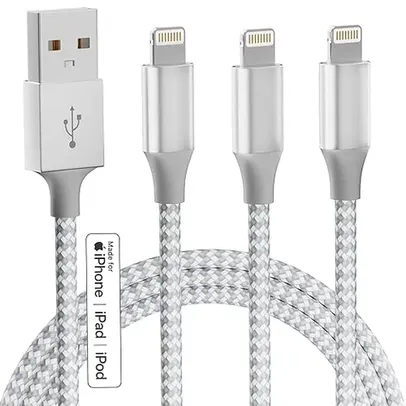 3-pk 10' Braided Nylon Lightning Charging Cables