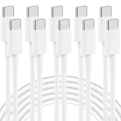 5-Pack 6' IWTKenw 60W USB-C to USB-C Charging Cable (White)