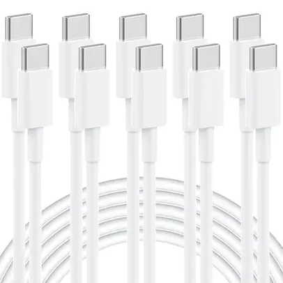 5-Pack 6' IWTKenw 60W USB-C to USB-C Charging Cable (White)