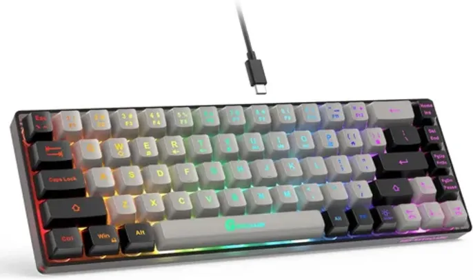 GEODMAER 65% Ultra-Compact Wired Gaming Keyboard with Backlit Membrane and Anti-Ghosting (68 Keys)