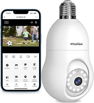 [PRIME] LaView 4MP Bulb Security Camera 2.4GHz 360° 2K Wireless