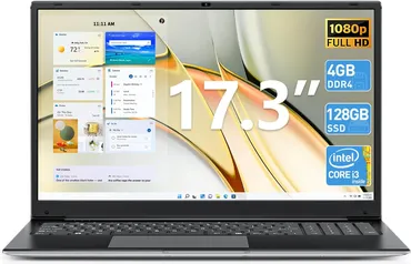 Naclud Laptop, 17.3 Inch Laptops Computer, 4GB DDR3 128GB SSD Notebook 