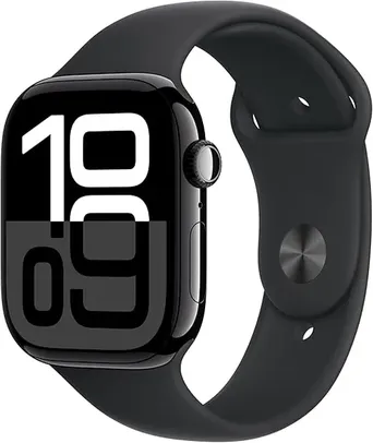 Apple Watch Series 10 GPS 46mm Smartwatch (Jet Black Aluminium Case w/ Black Sport Band)