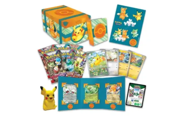 Pokemon TCG: PALDEA Adventure Chest w/ 6 Booster Packs, Squishy Toy Pikachu