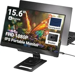 Ingnok 15.6" 1080p USB-C & HDMI IPS Portable Monitor with 360 Rotating Stand