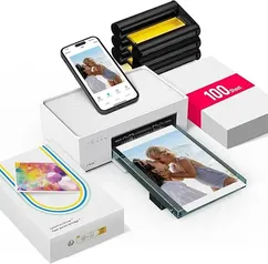 Liene M100 4x6'' Photo Printer, Phone Printer 100 Sheets & 3 Cartridges
