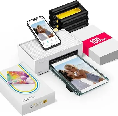 Liene M100 4x6'' Photo Printer, Phone Printer 100 Sheets & 3 Cartridges