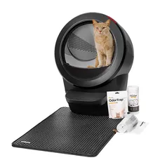 Whisker Litter-Robot 4 Core Bundle, Self-Cleaning Cat Litter Box with Accessories, Black