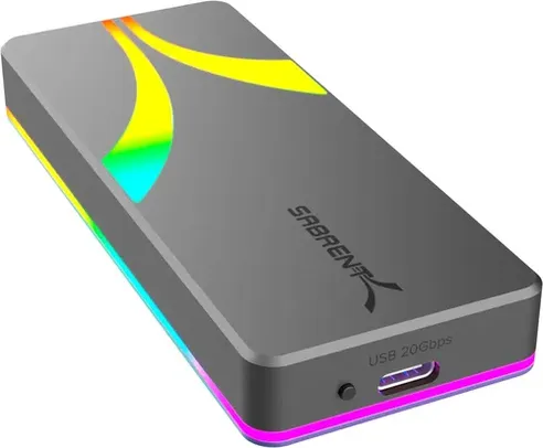 SABRENT Rocket RGB USB C 20Gbps M.2 SATA/NVMe SSD Enclosure