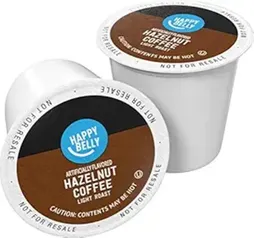 Happy Belly Light Roast Coffee Pods, Hazelnut Flavored, Compatible with Keurig 2.0 K-Cup Brewers (Amazon Brand)