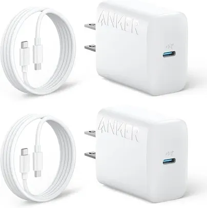 2-Pack Anker 25W USB-C Super Fast PPS Charger w/ 2x 5' USB-C Cable